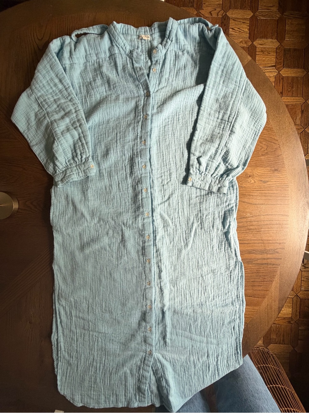 Acacia Swimwear Pale Blue Gauze Dress 100% Organic Cotton